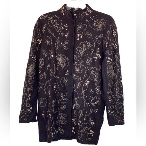 NWT- Carole Little 100 % Wool Embroidered Jacket. Size XL - Picture 1 of 10